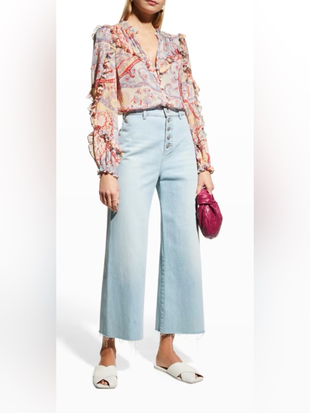 Veronica Beard Grant High-Rise Wide-Leg
Jeans. Sz 26